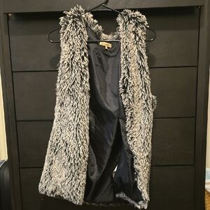 Democracy Faux Fur Vest in Charcoal and Ebony